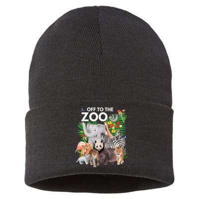 Zoo Animals Safari Party A Day At The Zoo Safari Zoo Animal Sustainable Knit Beanie