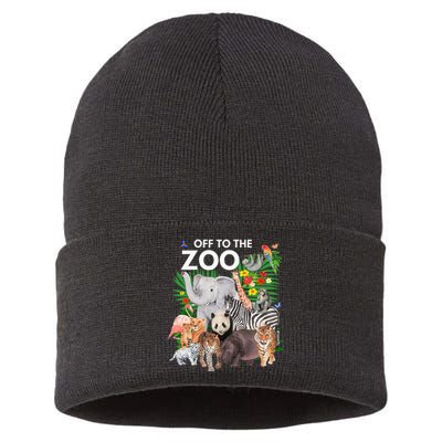 Zoo Animals Safari Party A Day At The Zoo Safari Zoo Animal Sustainable Knit Beanie