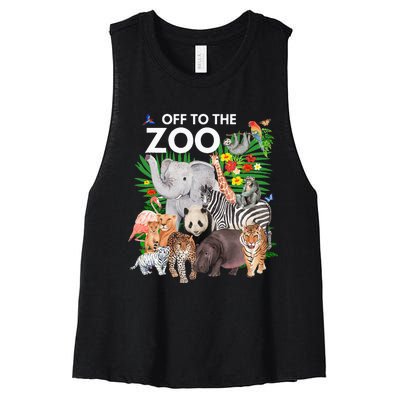 Zoo Animals Safari Party A Day At The Zoo Safari Zoo Animal Women's Racerback Cropped Tank