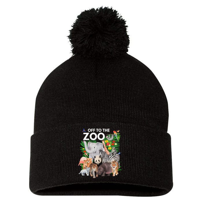 Zoo Animals Safari Party A Day At The Zoo Safari Zoo Animal Pom Pom 12in Knit Beanie