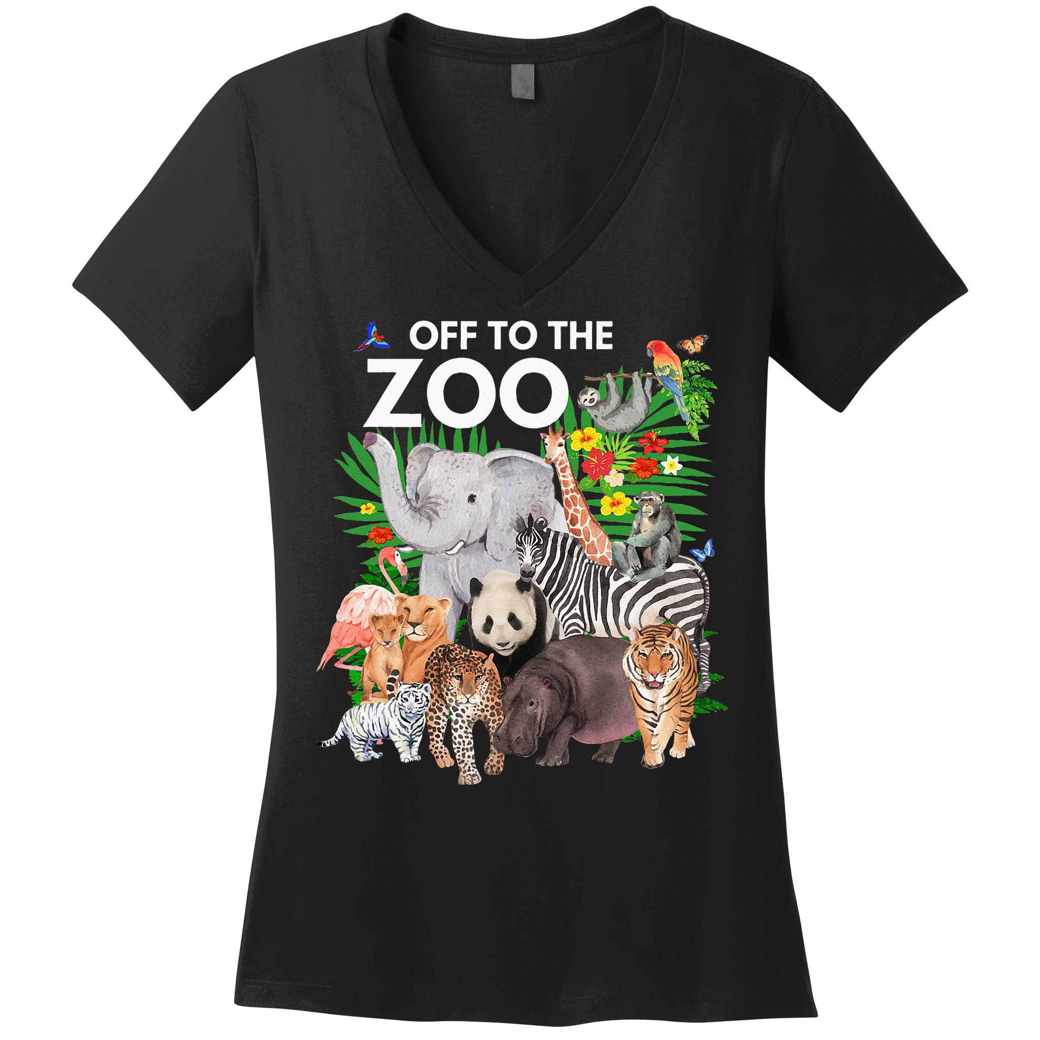 Zoo Animals Safari Party A Day At The Zoo Safari Zoo Animal Women's V-Neck T-Shirt