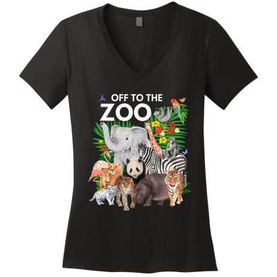 Zoo Animals Safari Party A Day At The Zoo Safari Zoo Animal Women's V-Neck T-Shirt