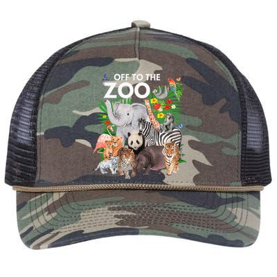 Zoo Animals Safari Party A Day At The Zoo Safari Zoo Animal Retro Rope Trucker Hat Cap