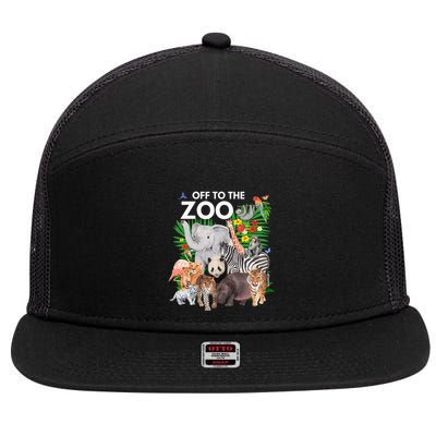 Zoo Animals Safari Party A Day At The Zoo Safari Zoo Animal 7 Panel Mesh Trucker Snapback Hat