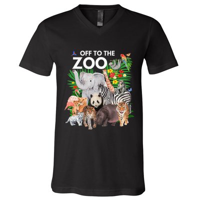 Zoo Animals Safari Party A Day At The Zoo Safari Zoo Animal V-Neck T-Shirt