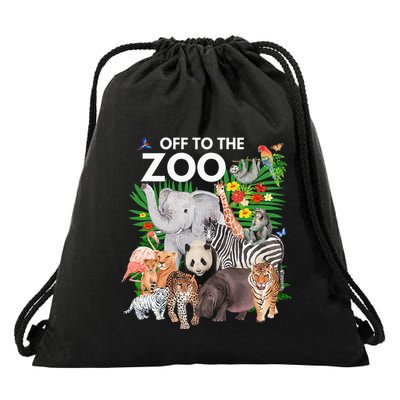 Zoo Animals Safari Party A Day At The Zoo Safari Zoo Animal Drawstring Bag