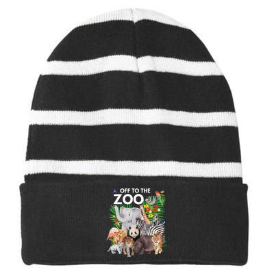 Zoo Animals Safari Party A Day At The Zoo Safari Zoo Animal Striped Beanie with Solid Band