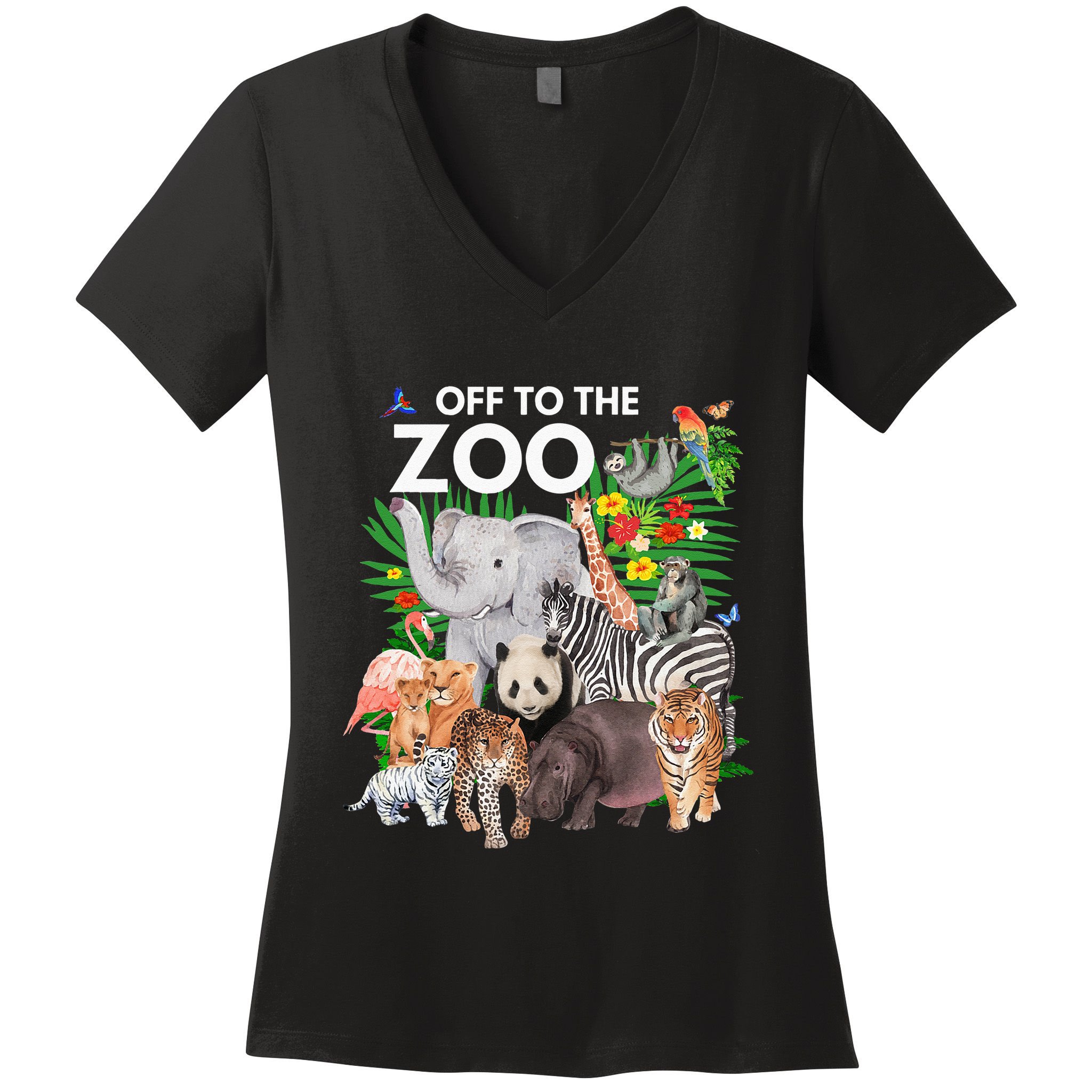 Zoo Animals Safari Party A Day At The Zoo Safari Zoo Animal Women's V-Neck T-Shirt