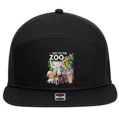 Zoo Animals Safari Party A Day At The Zoo Safari Zoo Animal 7 Panel Mesh Trucker Snapback Hat