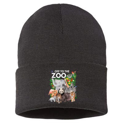 Zoo Animals Safari Party A Day At The Zoo Safari Zoo Animal Sustainable Knit Beanie