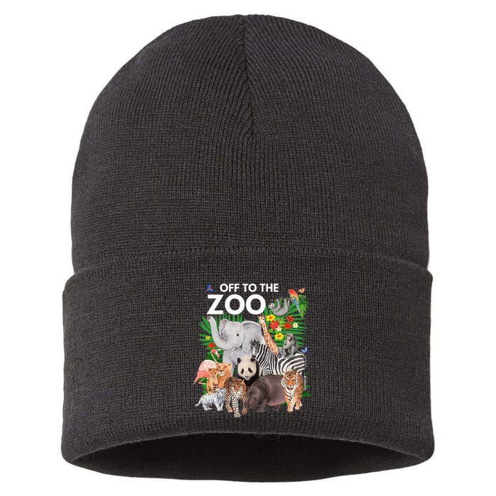 Zoo Animals Safari Party A Day At The Zoo Safari Zoo Animal Sustainable Knit Beanie