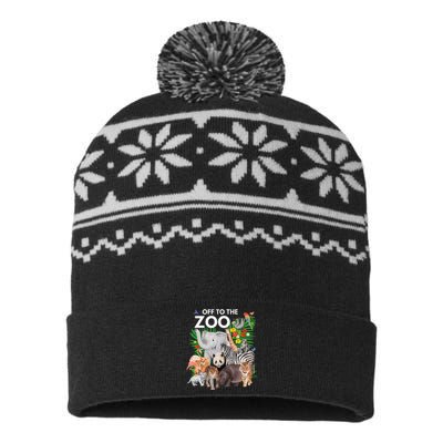 Zoo Animals Safari Party A Day At The Zoo Safari Zoo Animal USA-Made Snowflake Beanie