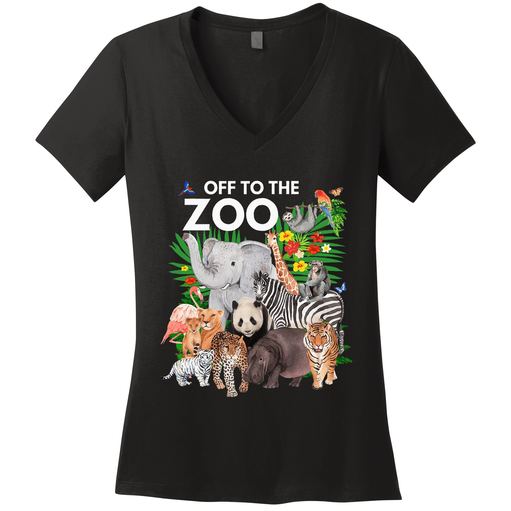 Zoo Animals Safari Party A Day At The Zoo Safari Zoo Animal Women's V-Neck T-Shirt