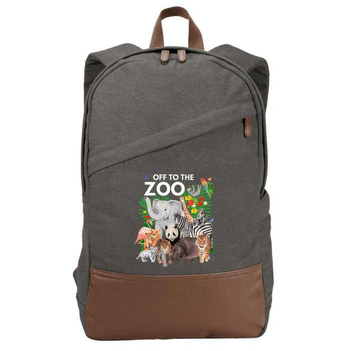 Zoo Animals Safari Party A Day At The Zoo Safari Zoo Animal Cotton Canvas Backpack