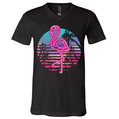Zoo Animal Tropic Summer Sunrise Gift Flamingo V-Neck T-Shirt
