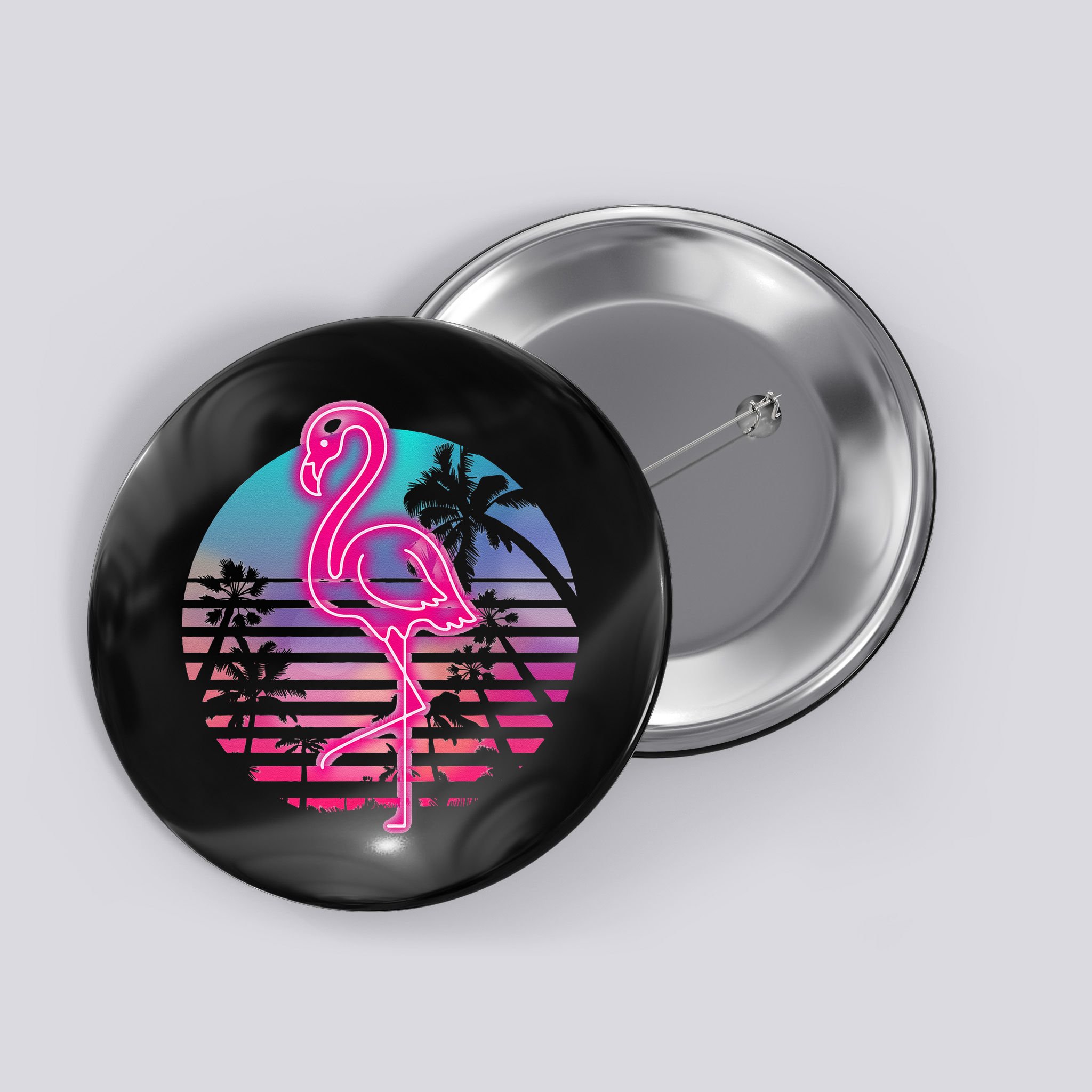 Zoo Animal Tropic Summer Sunrise Gift Flamingo Button