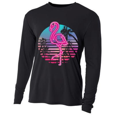 Zoo Animal Tropic Summer Sunrise Gift Flamingo Cooling Performance Long Sleeve Crew