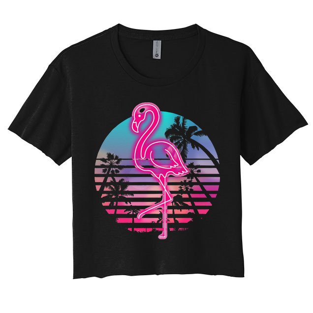 Zoo Animal Tropic Summer Sunrise Gift Flamingo Crop Top