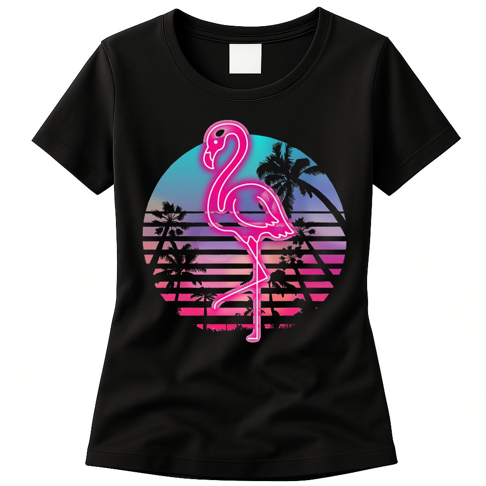 Zoo Animal Tropic Summer Sunrise Gift Flamingo Womens T-Shirt