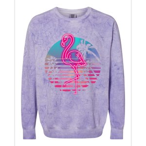 Zoo Animal Tropic Summer Sunrise Gift Flamingo Colorblast Crewneck Sweatshirt