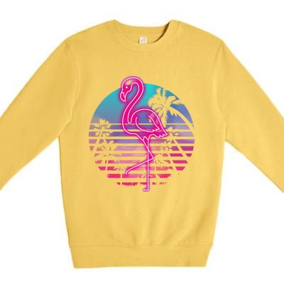 Zoo Animal Tropic Summer Sunrise Gift Flamingo Premium Crewneck Sweatshirt