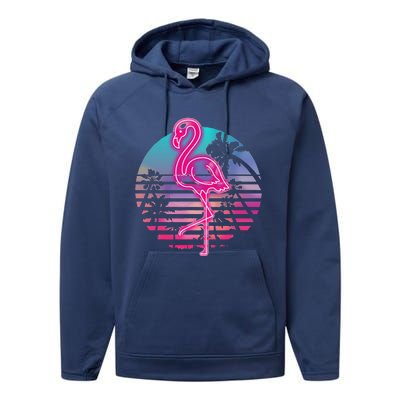 Zoo Animal Tropic Summer Sunrise Gift Flamingo Performance Fleece Hoodie