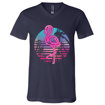 Zoo Animal Tropic Summer Sunrise Gift Flamingo V-Neck T-Shirt