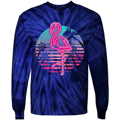 Zoo Animal Tropic Summer Sunrise Gift Flamingo Tie-Dye Long Sleeve Shirt