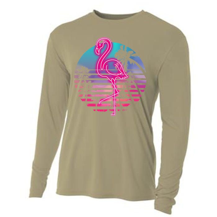 Zoo Animal Tropic Summer Sunrise Gift Flamingo Cooling Performance Long Sleeve Crew