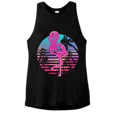 Zoo Animal Tropic Summer Sunrise Gift Flamingo Ladies PosiCharge Tri-Blend Wicking Tank