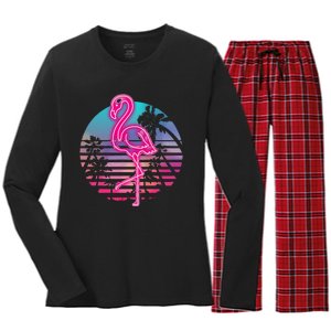 Zoo Animal Tropic Summer Sunrise Gift Flamingo Women's Long Sleeve Flannel Pajama Set 