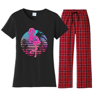 Zoo Animal Tropic Summer Sunrise Gift Flamingo Women's Flannel Pajama Set