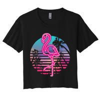 Zoo Animal Tropic Summer Sunrise Gift Flamingo Women's Crop Top Tee