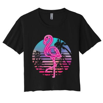 Zoo Animal Tropic Summer Sunrise Gift Flamingo Women's Crop Top Tee