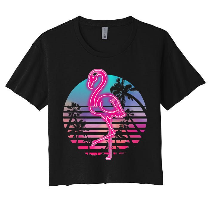 Zoo Animal Tropic Summer Sunrise Gift Flamingo Women's Crop Top Tee