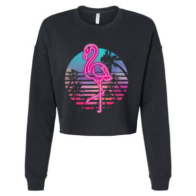 Zoo Animal Tropic Summer Sunrise Gift Flamingo Cropped Pullover Crew