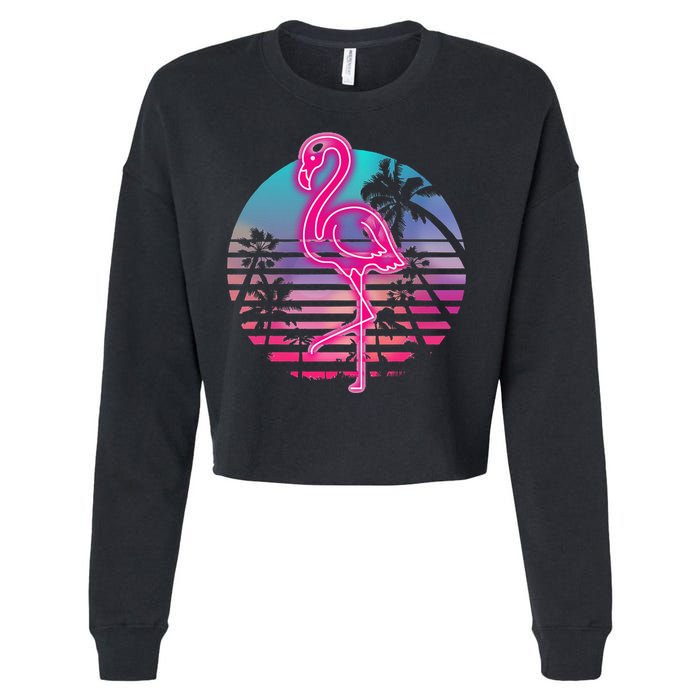 Zoo Animal Tropic Summer Sunrise Gift Flamingo Cropped Pullover Crew