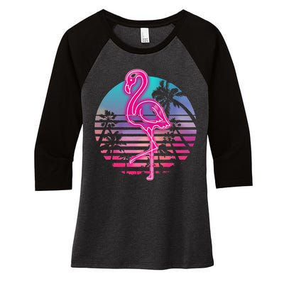 Zoo Animal Tropic Summer Sunrise Gift Flamingo Women's Tri-Blend 3/4-Sleeve Raglan Shirt