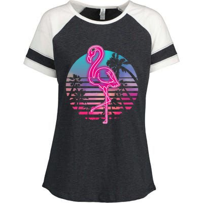 Zoo Animal Tropic Summer Sunrise Gift Flamingo Enza Ladies Jersey Colorblock Tee