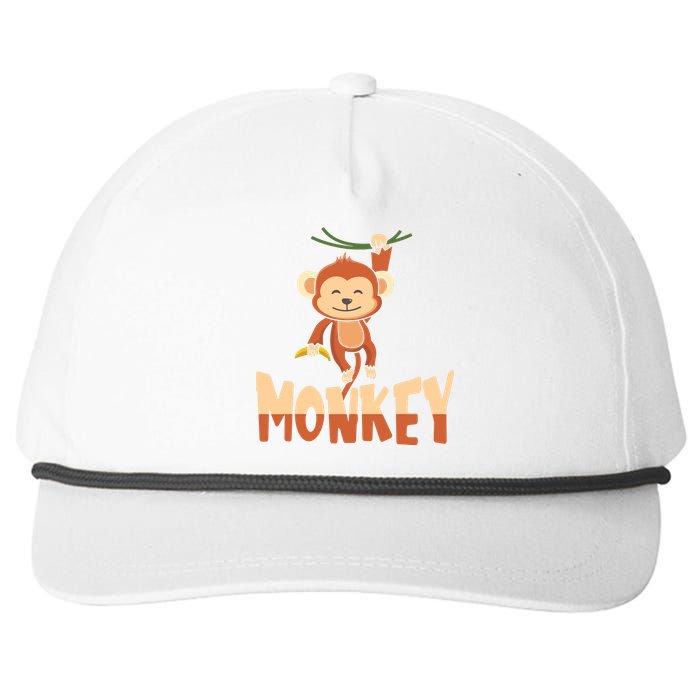 Zoo Animal Toddlers Gift Cute Monkey Snapback Five-Panel Rope Hat