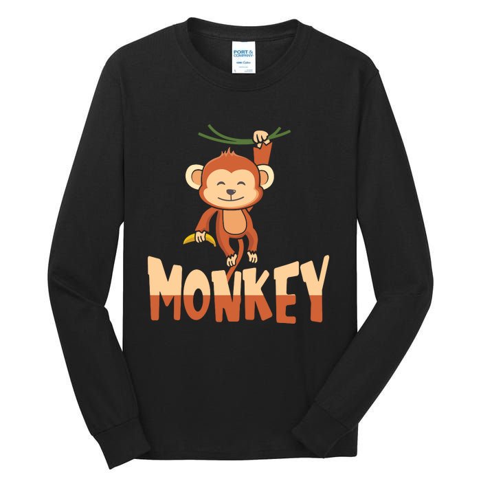 Zoo Animal Toddlers Gift Cute Monkey Tall Long Sleeve T-Shirt