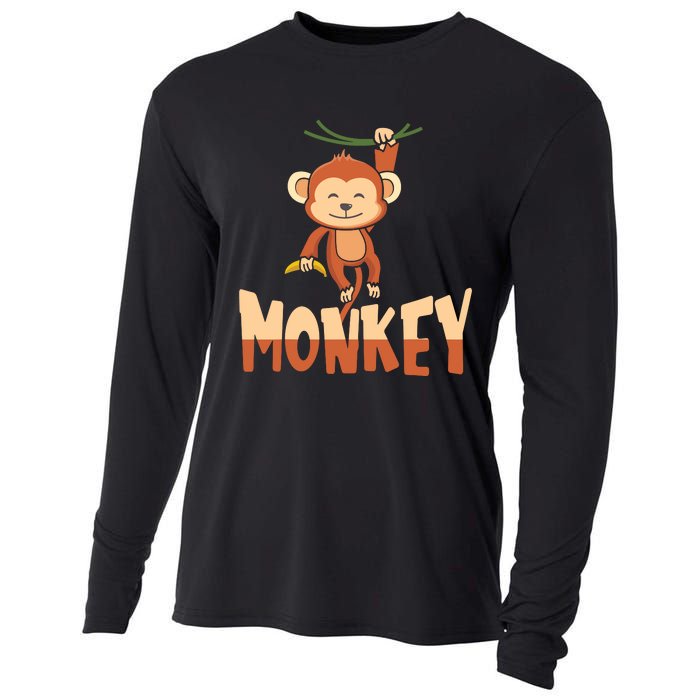 Zoo Animal Toddlers Gift Cute Monkey Cooling Performance Long Sleeve Crew