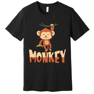 Zoo Animal Toddlers Gift Cute Monkey Premium T-Shirt