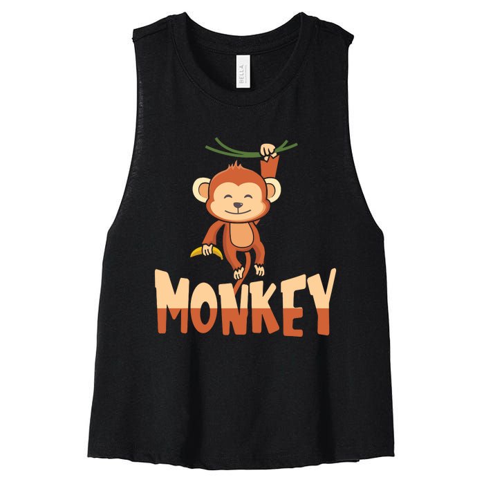 Zoo Animal Toddlers Gift Cute Monkey Women's Racerback Cropped Tank