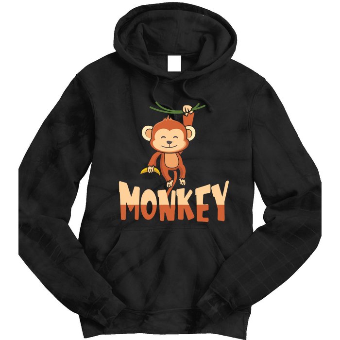 Zoo Animal Toddlers Gift Cute Monkey Tie Dye Hoodie