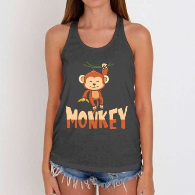 Zoo Animal Toddlers Gift Cute Monkey Women's Knotted Racerback Tank