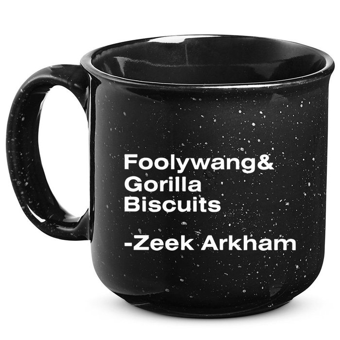 Zeek Arkham Wearing Foolywang Gorilla Biscuits 15oz Campfire Ceramic Mug