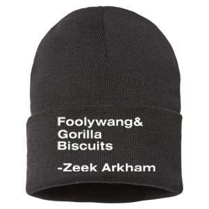 Zeek Arkham Wearing Foolywang Gorilla Biscuits Sustainable Knit Beanie