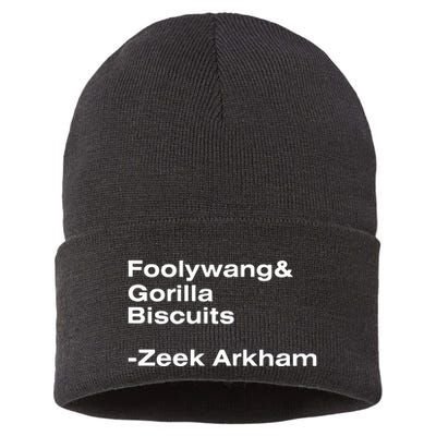 Zeek Arkham Wearing Foolywang Gorilla Biscuits Sustainable Knit Beanie