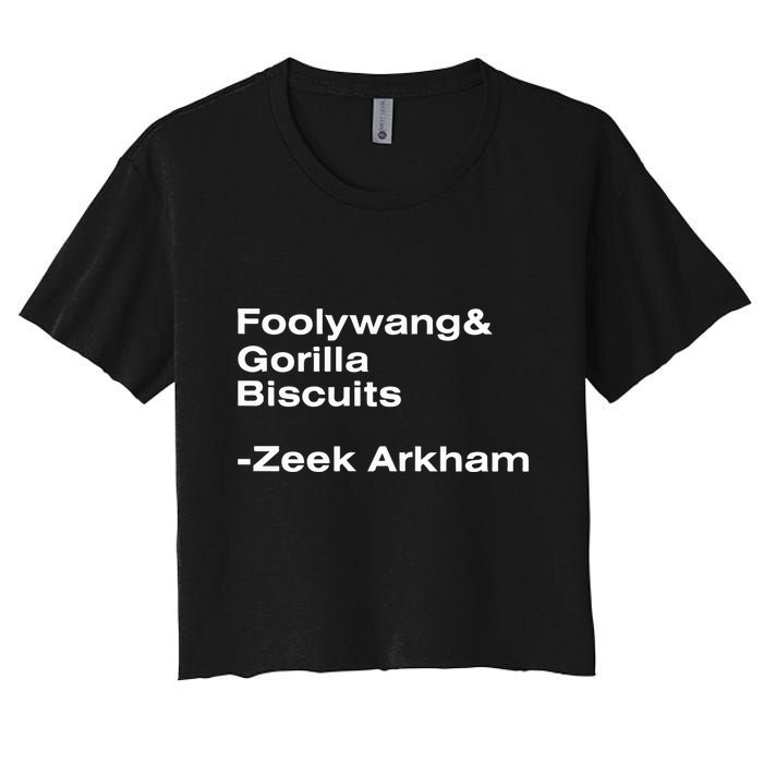 Zeek Arkham Wearing Foolywang Gorilla Biscuits Women's Crop Top Tee